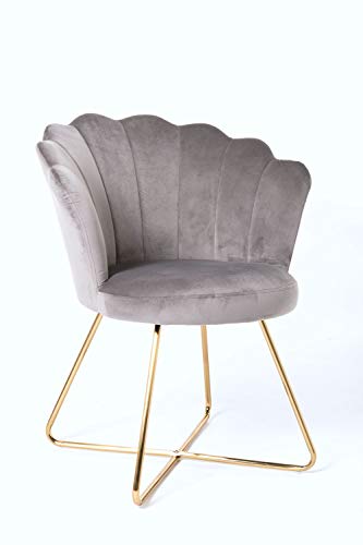 Duhome Silla tapizada sillón con Patas de Metal Dorado sillón Lounge salón 8057C, Color:Gris, Material:Terciopelo