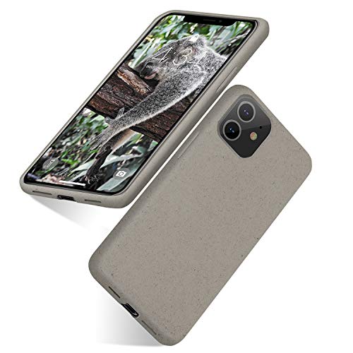 Eco Funda para iPhone 11, abitku Biodegradable Carcasa Hecha de TPU Trigo Natural ecológico Totalmente Protectora para iPhone 11 6.1 Pulgadas (2019), Gris Lavanda