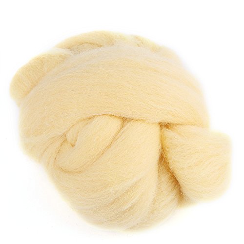 FTVOGUE 8 Colores Aguja de Fieltro de Lana Roving Spinning Costura de Corte Obra Artesanal Lana de Fibra Costura de Corte para Aguja de Fieltro DIY Material de Artesanía 55g(Cream)