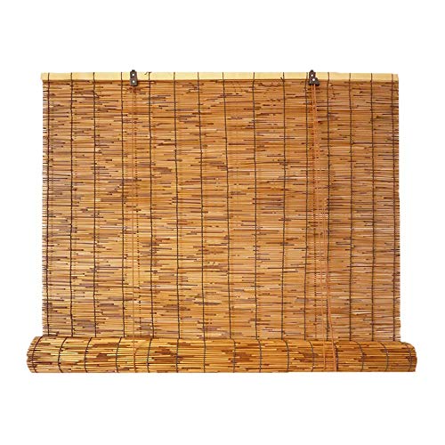 FUDIGO Persiana de bambú,estores de caña Natural, Cortinas enrollables Romanas, para Exteriores/terrazas/porches/Balcones,filtración de luz, Impermeable,Transpirable, 114 Medidas,W122xH183cm/48x72in