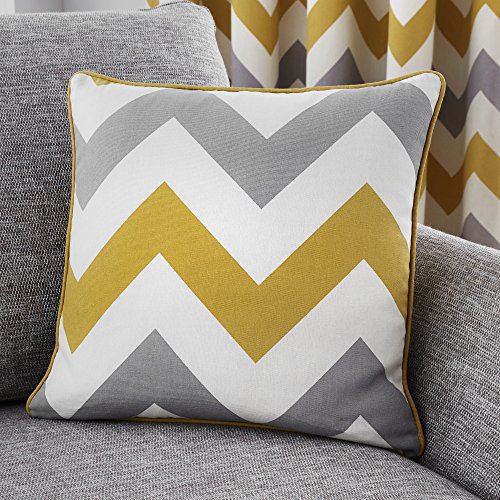 Fusion Home Furnishings Chevron Funda de cojín, algodón, Ocre, Cushion Cover: 43 x 43cm