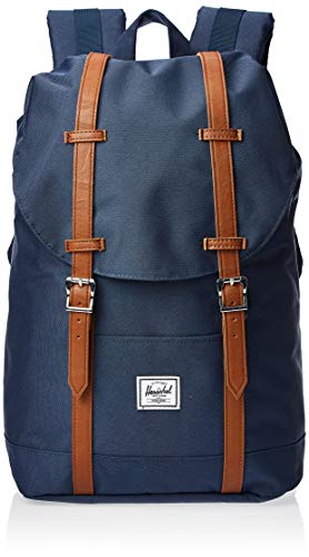 Herschel Retreat Mochila Mediana, 16.25 x 11 x 4.75 cm, Azul (Navy/Tan Synthetic Leather)