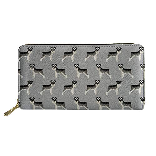 Hugs Idea - Cartera larga de piel para mujer, diseño de animales Gris Schnauzer 2. talla única