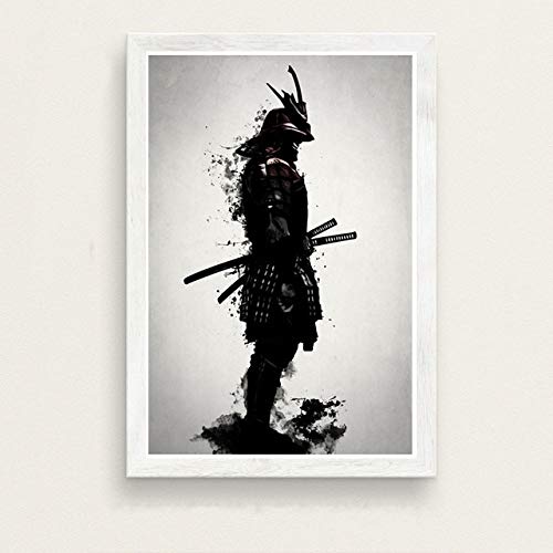 Impresión De La Lona Samurai Bushido Japón Arte Pintura Seda Lienzo Póster Pared Decoración del Hogar Adecuado para Toda Decoración De Pared, 70X100Cm Sin Marco