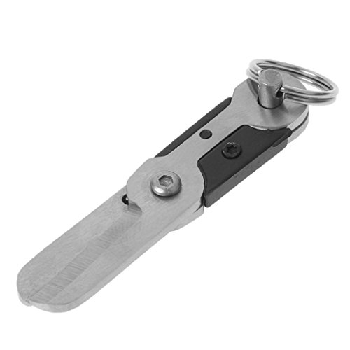 JOYKK Outdoor Survival EDC Mini Spring Tijera Pocket Tool Acero Inoxidable - Plata + Negro