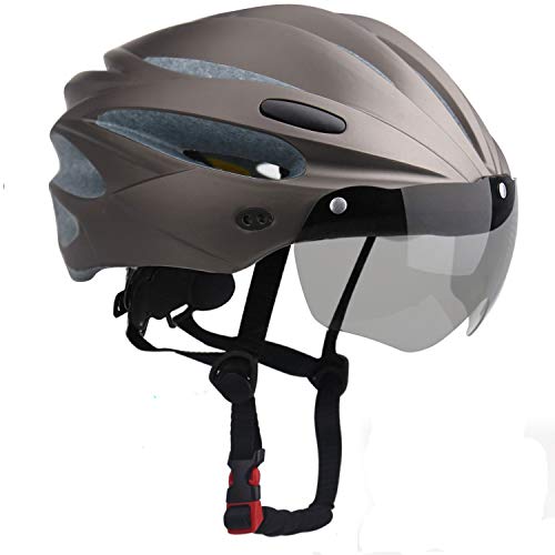 Kinglead Casco de Bicicleta con Luz de Seguridad y Visera Certificado CE (Titanio)