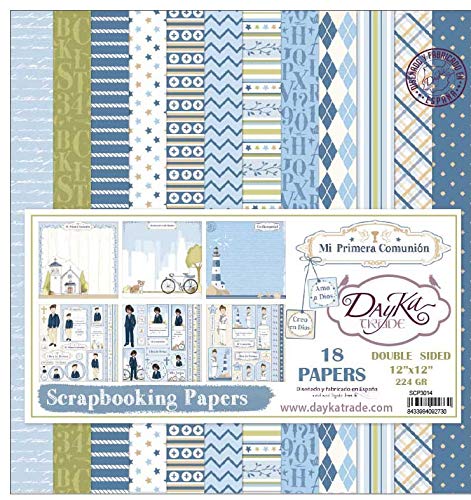 KIT COLECCIÓN SCRAPBOOKING MI PRIMERA COMUNIÓN NIÑO 2018 DAYKA 18 Hojas