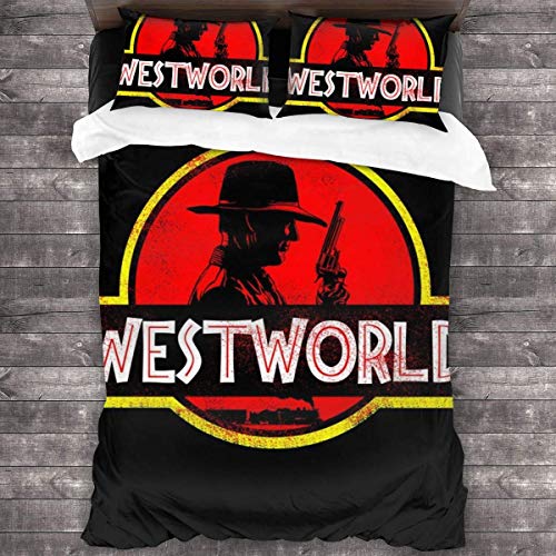 Knncch Westworld Jurassic Park Juego de Cama de 3 Piezas Funda nórdica Juego de Cama Decorativo de 3 Piezas con 2 Fundas de Almohada