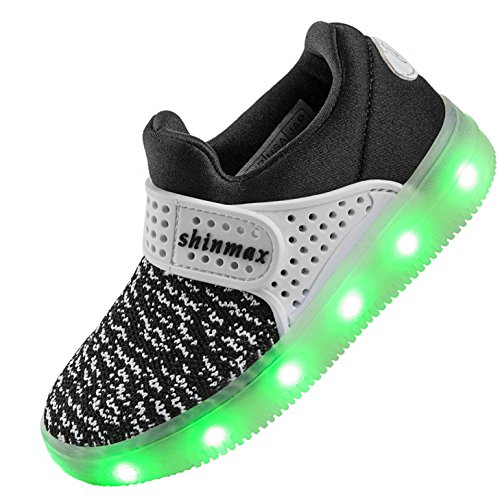 LED Zapatos,CE Certificado，Primavera-Verano-Otoño Transpirable Zapatillas LED Niños 7 Colores Recargables Luz Zapatos de Deporte de Zapatillas con Luces para Niños Niñas