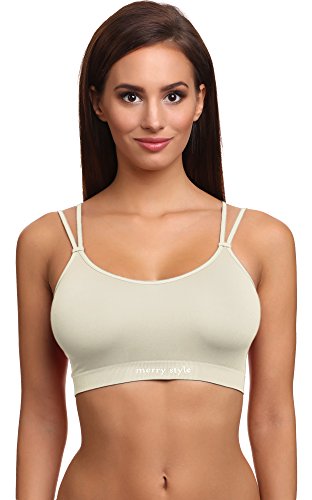 Merry Style Top Deportivo Sujetador de Deporte Ropa Deportiva Verano Mujer 06 13 (Beige, S)