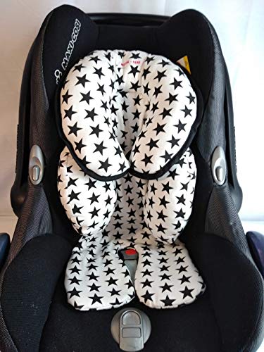 moon-bebe Reductor Universal MaxiCosi, Silla de Coche y de Paseo(blanco con estrellas negras)