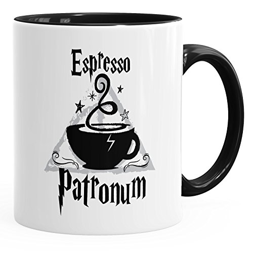 MoonWorks Taza de café espresso Patronum de cerámica, color negro, talla única