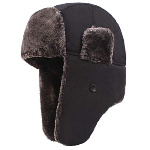 N-N Sombrero Ruso Sombreros De Bombardero Cálidos Gorros De Nieve A Prueba De Guerra con Aplicación para Snowboard Motocicleta Carrera Escalada Persecución Y Muchos Más-Black_56-58_Cm