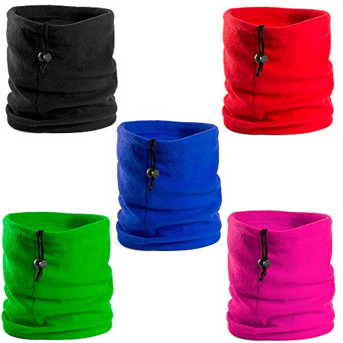 Natuiahan Pack 5 Bragas para el Cuello y la Cabeza. Bandanas Unisex, Multifuncionales y Extra Suaves. Con Cierre de Cordón para Ajuste. Colores: Azul Claro, Negro, Rojo, Fucsia y Verde.