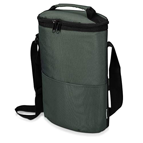 Navaris Bolsa enfriadora de Botellas de Vino - Bolso Enfriador para Llevar Botellas - Bolsa isotérmica de Transporte - Cubierta Gris para 2 Botellas