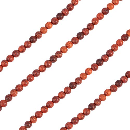 NBEADS 5 hebras 64 Piezas/hebra de Madera de sándalo Redondo Cuentas de Madera Espaciador Cuentas para Bricolaje joyería, Alrededor de 6 mm de diámetro, Agujero: 1 mm