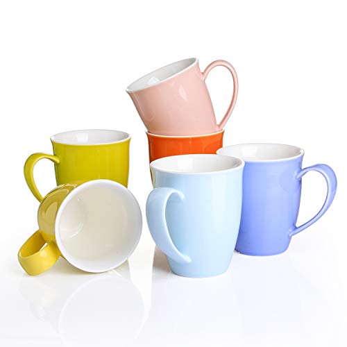 Panbado 6 piezas de Taza de Café Taza de Té de 6 Colores Set de Tazas de Porcelana Taza de Cerámica para Desayuno, Fiesta, Oficina, 310ml (12 * 8,8 * 10cm), Regalo para Cumpleaños, Festival