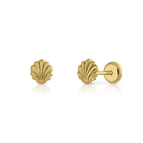 Pendientes oro 18k,niña o mujer, modelo concha marina pulida alto brillo. Medida de la joya 5.5 mm. Con cierre de máxima seguridad.