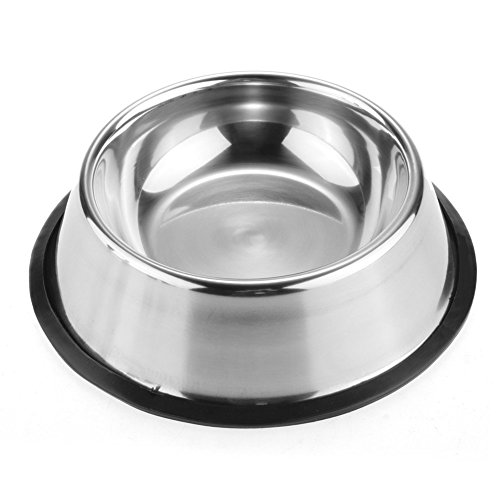 Plato Comedero Bebedero Mascota, Antivuelcos, Acero Inoxidable, Base Antideslizante, Perro, Gato, Plato, Tazón, Fuente, Cuenco, Recipiente para Perros Y Gatos (25.5/34CM)