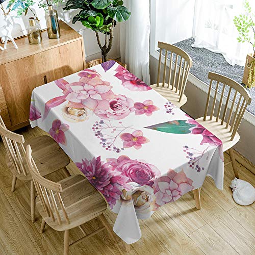 QHDHGR Mantel Flores Rosadas Manteles Antimanchas Resistente a Líquidos de Estilo Moderno para Mesa Rectangular de Comedor Cocina Jardín y Bar Tamaño:140cm x 180cm