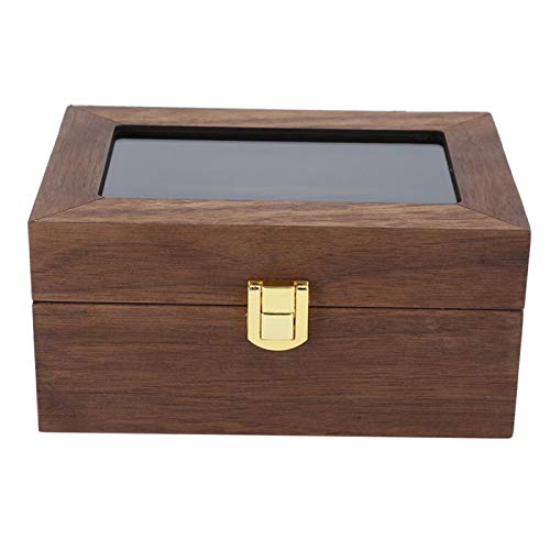 SALUTUYA Evite el Polvo Aspecto Elegante Caja de Madera para Relojes Caja de Almacenamiento de Relojes 3 Rejillas para Relojes Conserve los Accesorios de Hardware Larga Vida útil Color Nogal Negro