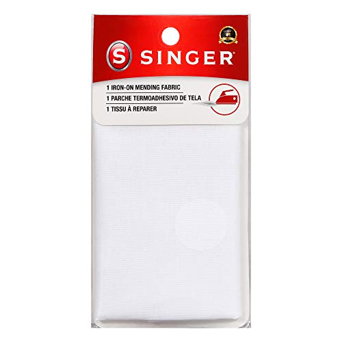 Singer Iron-on Mending Tejido 7 X 16 cm, Color Blanco