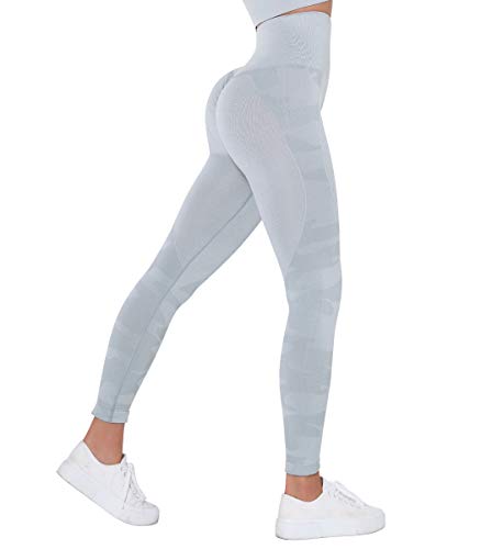 SLIMBELLE Mallas Push up Mujer Leggings Camuflaje Deportivos Pantalones de Cintura Alta de Yoga sin Costuras Corte Leggins Camo para Fitness Pilates Running Gimnasio Casual Elástico y Transpirable