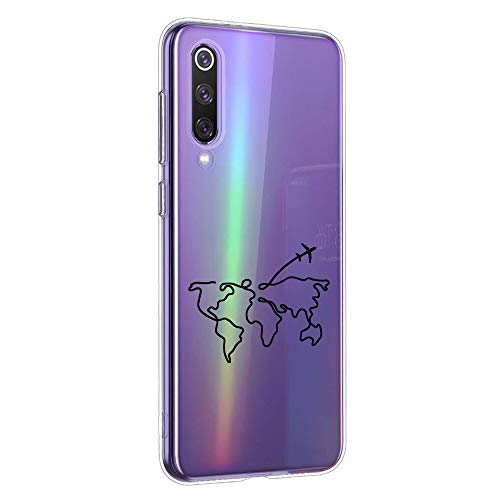 Suhctup Compatible con Xiaomi Redmi 9 Funda Silicona Transparente con Dibujos Lindo Cárcasa Ultrafina Suave Gel TPU con Animados Diseño Patrón Antigolpes Proteccion Cover，Mapa