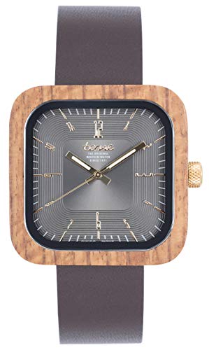 TENSE Labrador B4901T-SG-BRN - Reloj analógico de Madera de Teca para Hombre