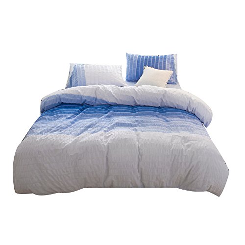 Umi. Essentials 100% cotton woven Seersucker Stripe Duvet Cover-Double