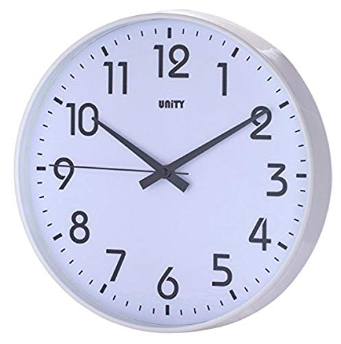 Unity Fradley - Reloj de pared silencioso, moderno, 30 x 30 x 5 cm, color blanco