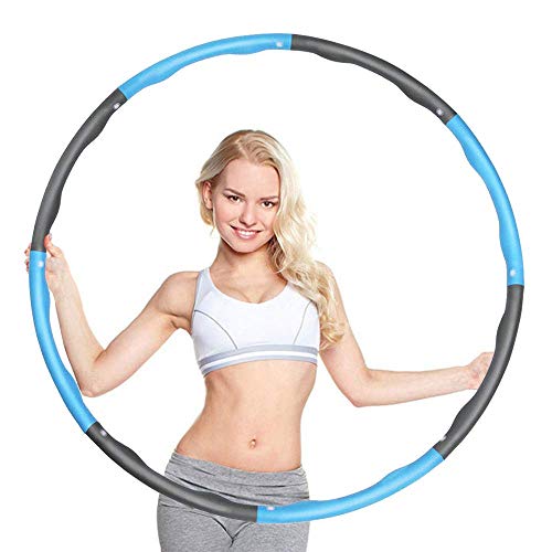 VAGAVDirect Hula Hoop Aro para Ejercicios de Fitness, pérdida de Peso rápido por diversión, Quemado de Grasa, Modelo Saludable, extraíble y con tamaño Ajustable (diámetro 95 cm) (Azul + Gris)