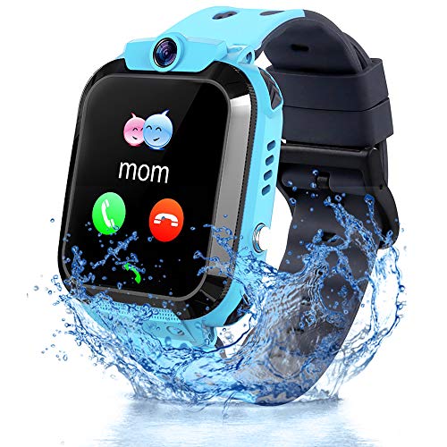 Vannico Reloj Inteligente Niño, Smartwatch para Niños IP68, LBS, Juegos, Llamada, SOS, Cámara, Chat de Voz, Modo de Clase, Reloj Regalo para Niños de 3-12 años (Azul)