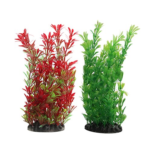 Vivifying Plantas artificiales de acuario, 2 unidades de 24,8 cm de alto, plantas de plástico para tanques de peces