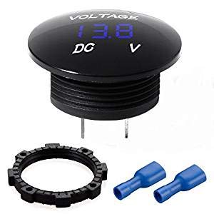 Voltímetro Impermeable con Pantalla LED Digital, IP68 Contraagua Voltaje Metro DC 12V-24V Universal para Coche/Moto/Carro -(Azul, 1 Pieza)