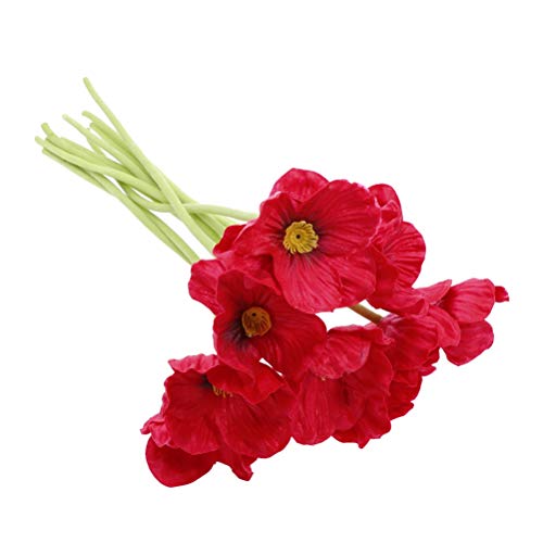 VORCOOL 9 Piezas de Flores Artificiales de artesanía Flor de Amapola Somnus para la decoración de Navidad en casa (Rojo)