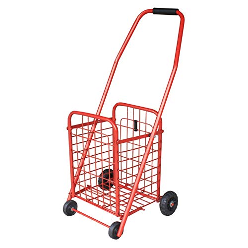 WUFENG-carrito compra Portátil Plegable Subir Las Escaleras Remolque De Equipaje Casa, 2 Colores 2 Tallas (Color : Red, Tamaño : 37x32x76cm)