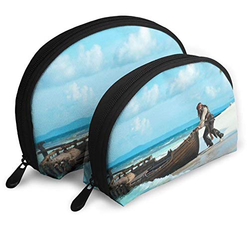 XCNGG Sci Fi Pirates The Caribbean Bolsas de cosméticos Bolsa portátil Conjunto de bolsa de embrague Mujeres Hombres Monedero de viaje con cremallera Organizador de bolsos 2 uds