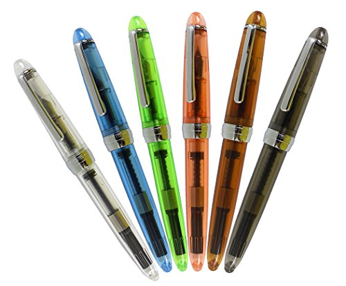 Xiaoyu 6PCS transparente Jinhao 992 pluma de iridio en 6 colores, transparente, azul, verde, gris, marrón, naranja