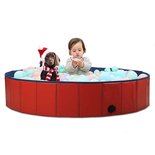 ZEHNHASE Piscina para Mascotas Plegable, PVC Antideslizante y Resistente al Desgaste Piscina para Perros, Adecuado para Niños/Mascotas Perros (L:120x30CM)