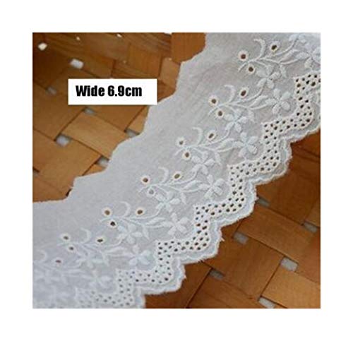 Zhi Zhi Moda Tela Blanca Pura de Encaje Bordado de la Flor de algodón bordeado Cinta de Costura decoración de Novia Apliques Cuello Convexo Vestido de Flores de la Boda (Color : White 5)