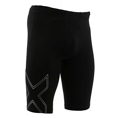 2XU Aspire - Pantalón Corto de compresión para Hombre, Hombre, Pantalones Cortos, MA5861b, Negro/Plata, M