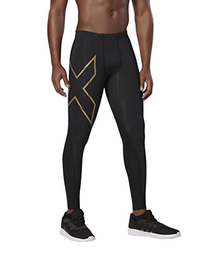 2XU Mens Elite MCS Compression Tights [XFORM] Pantalones, Hombre, Negro y Dorado, Small