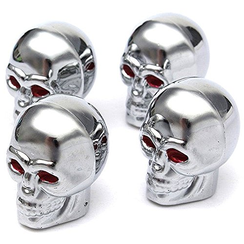 4 x tapones coprivalvola de calavera válvula coche coprivalvole SKULL metal plateado