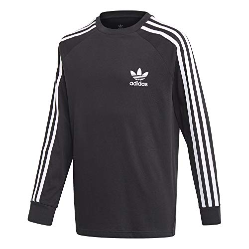 adidas 3stripes LS Camiseta de Manga Larga, Unisex niños, Black/White, 910Y