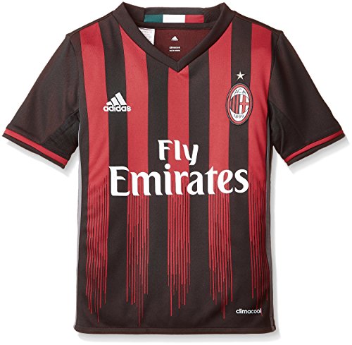 adidas H JSY Y Camiseta 1ª Equipación AC Milán 2015/16, Niños, Negro/Rojo, 11-12 años