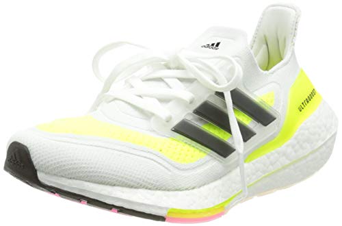 adidas Ultraboost 21 W, Zapatillas para Correr Mujer, FTWR White/Core Black/Solar Yellow, 37 1/3 EU