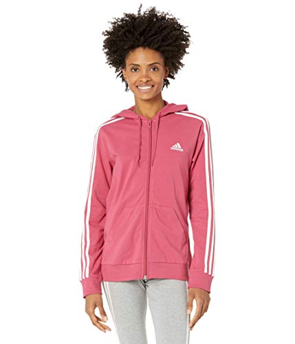 adidas Womens Essentials Full-Zip Hoodie Wild Pink/White Medium