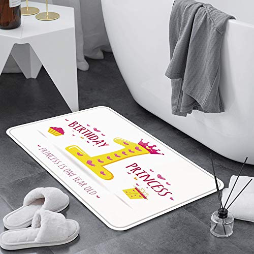 Alfombra de Baño Antideslizante 60x100 cm,Decoraciones de 1er cumpleaños, diseño de cita Fiesta temática de pr,Alfombrillas Baño Microfibra Súper Suave Absorbente Tapete de Piso para Ducha,Cocina,Baño