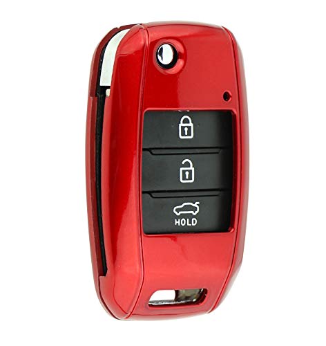 ASARAH ABS Cubierta de la Llave para Kia con Pintura Noble, Funda Protectora para Llaves de Coche Cubierta para el Tipo de Clave 3BKB-b - Rojo